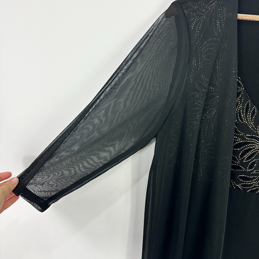 Connected Apparel 14P Black Velvet Mesh Overlay Dress Whimsigoth‎ Witchy Glam - Picture 3 of 7